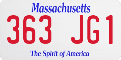 MA license plate 363JG1