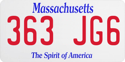 MA license plate 363JG6