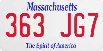 MA license plate 363JG7