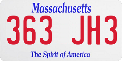 MA license plate 363JH3