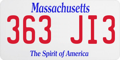 MA license plate 363JI3