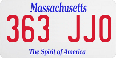 MA license plate 363JJ0