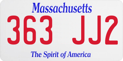 MA license plate 363JJ2