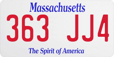 MA license plate 363JJ4