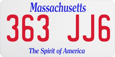 MA license plate 363JJ6