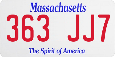 MA license plate 363JJ7