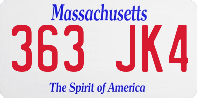 MA license plate 363JK4