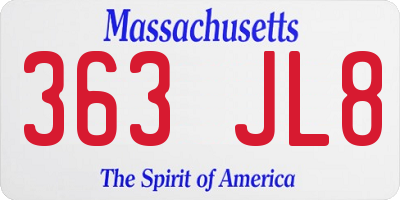 MA license plate 363JL8