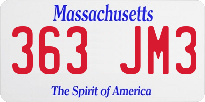 MA license plate 363JM3