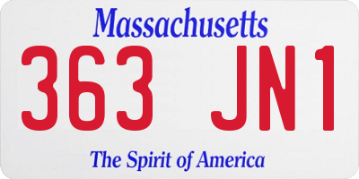 MA license plate 363JN1