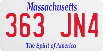 MA license plate 363JN4
