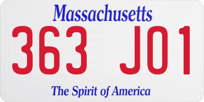 MA license plate 363JO1
