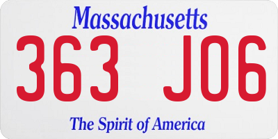 MA license plate 363JO6