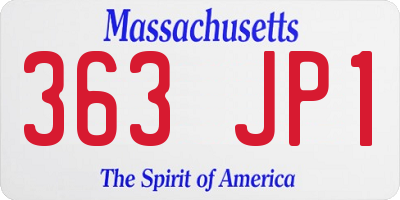 MA license plate 363JP1