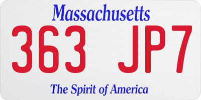 MA license plate 363JP7