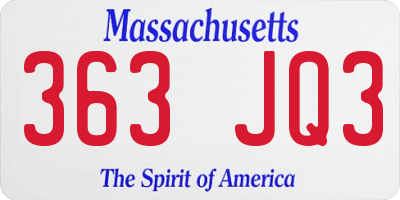 MA license plate 363JQ3