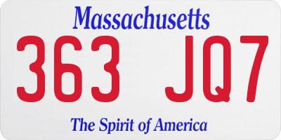 MA license plate 363JQ7