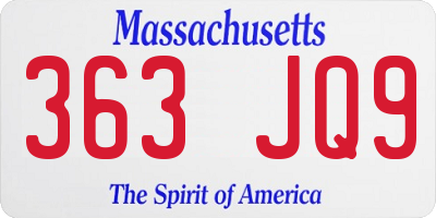 MA license plate 363JQ9