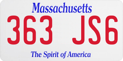 MA license plate 363JS6