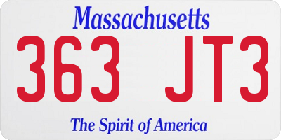 MA license plate 363JT3
