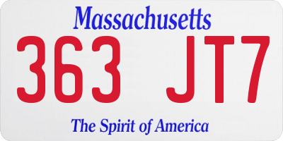 MA license plate 363JT7