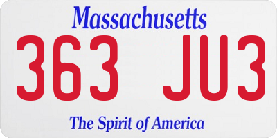 MA license plate 363JU3
