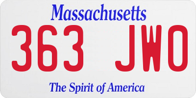 MA license plate 363JW0