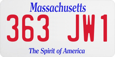 MA license plate 363JW1