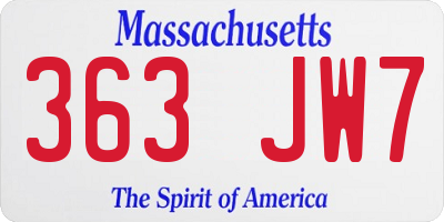 MA license plate 363JW7