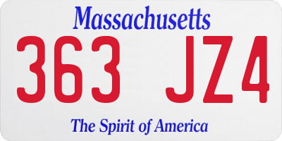 MA license plate 363JZ4