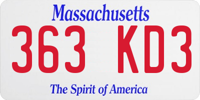 MA license plate 363KD3