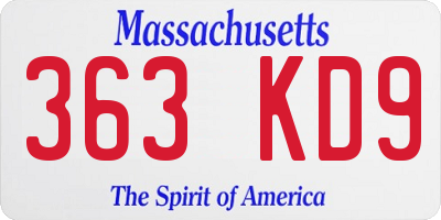 MA license plate 363KD9