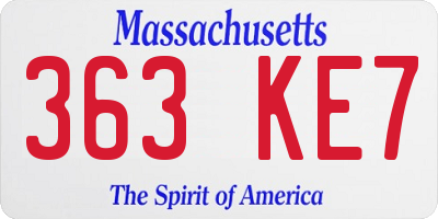 MA license plate 363KE7