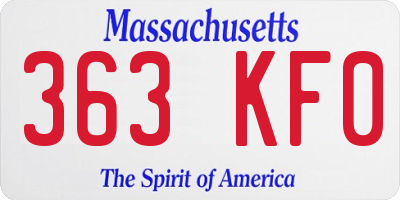 MA license plate 363KF0
