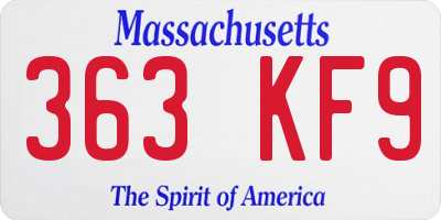 MA license plate 363KF9
