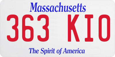 MA license plate 363KI0