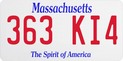 MA license plate 363KI4