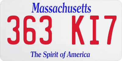 MA license plate 363KI7