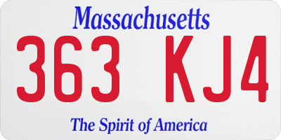 MA license plate 363KJ4