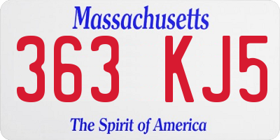 MA license plate 363KJ5