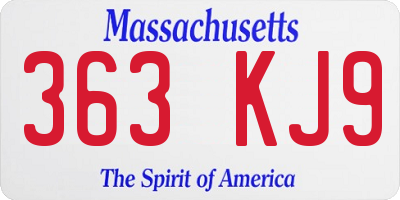 MA license plate 363KJ9