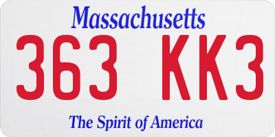 MA license plate 363KK3