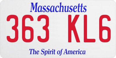 MA license plate 363KL6