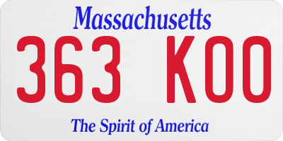MA license plate 363KO0