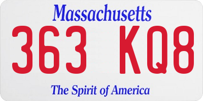 MA license plate 363KQ8