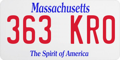MA license plate 363KR0