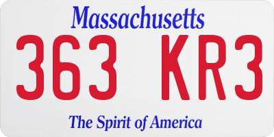 MA license plate 363KR3