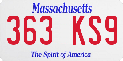 MA license plate 363KS9