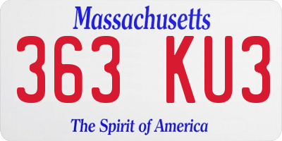 MA license plate 363KU3