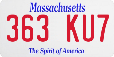 MA license plate 363KU7
